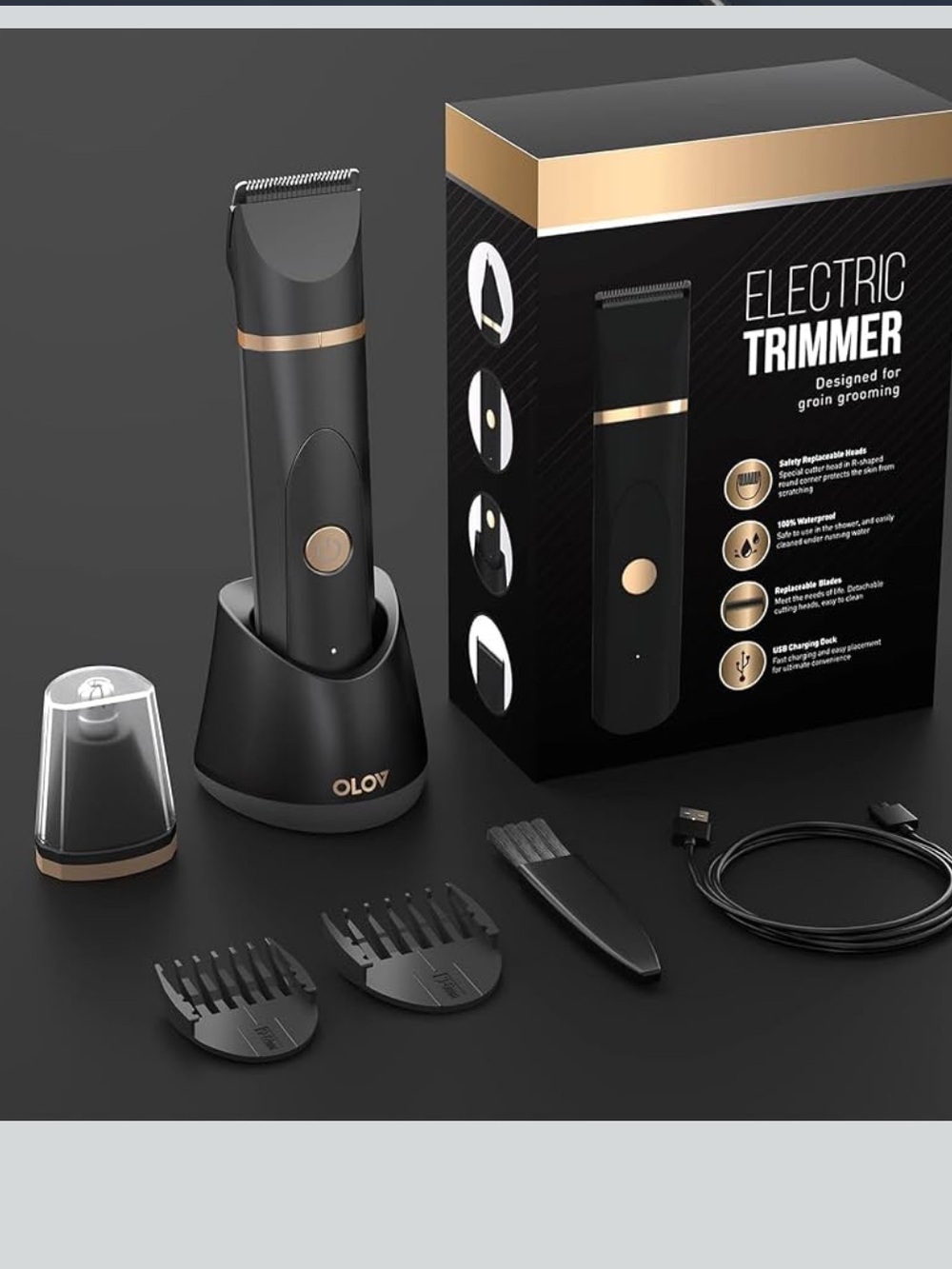 OLOV Electric Body Hair Trimmer - Groin Trimmer for Men - Bikini Trimmer Women -